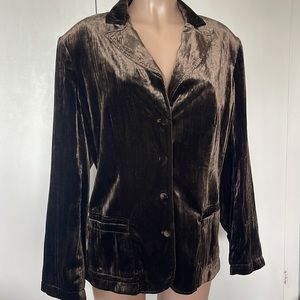COLDWATER CREEK Gorgeous Brown color VELVET buttons down size 1X” Womens JACKET